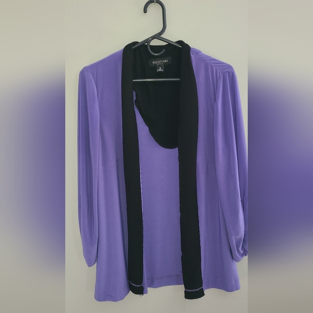 Perceptions NY cardigan open‎ front size 12 purple black